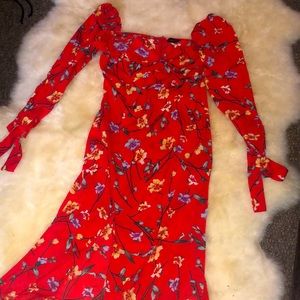 Red floral maxi dress